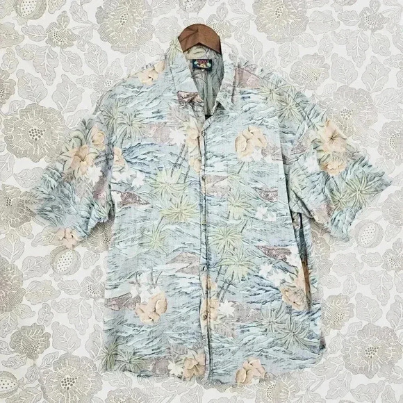 Vintage Hawaii Blues Inside Out Printed button down Hawaiian Shirt XL 8355 - Picture 1 of 7